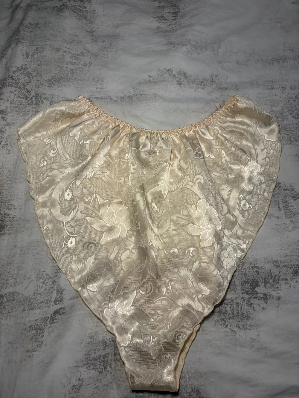 Vintage Victoria’s Secret Ivory Floral Jacquard Cami & Tap Panty Set
